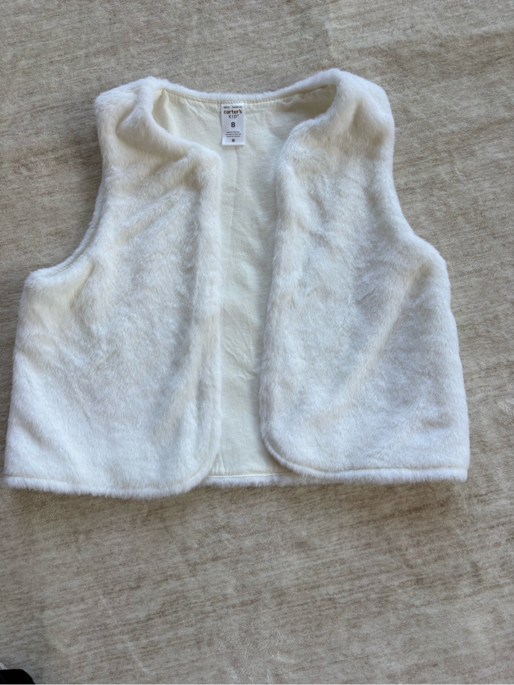Carter’s Girls White Furry Vest  Size 8